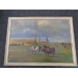 A twentieth century continental school oil painting - Cattle grazing