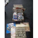 A box of CD's and vinyl LP's, The Beatles, Lindisfarne, Led Zeppelin,