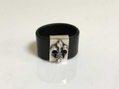 A Sterling silver and leather designer ring