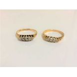 Two 18ct gold five stone diamond rings