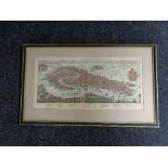 A black and gilt hand coloured map of venice CONDITION REPORT: 46 cm x 22.