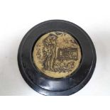 A circular brass commemorative WWI death plaque - Colonel Robert Beech of the Second Scottish Horse