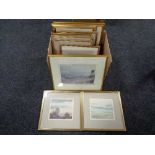 A box of gilt framed prints, Grimm Durham Cathedral,