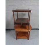 An inlaid mahogany two tier stand fitted a drawer and a coffee table