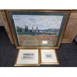 Two framed Francis Shearing limited edition prints together with a further print depicting a poppy