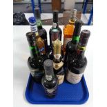 A tray of ten bottles of alcohol, Cockburns Port, Club Royal Pale Cream,
