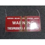 A Northern Ireland trespasser warning notice