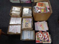 Nine boxes and crates of greetings and Christmas cards