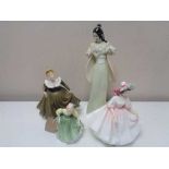 A Royal Doulton figure - Cherry Blossom HN 3092 together with three further Royal Doulton figures -