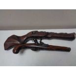 Two reproduction flintlock pistols (a/f)