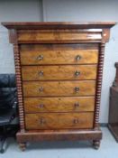 A Victorian mahogany six drawer Scotch chest with pillar column supports.