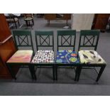 Four painted dining chairs