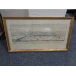 A gilt framed black and white print - The South East Prospect of Newcastle upon Tyne