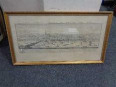 A gilt framed black and white print - The South East Prospect of Newcastle upon Tyne