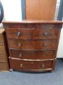 A Victorian mahogany bow-fronted five drawer chest