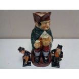 A Royal Doulton character jug - Old Charley together with two Dickens figures - Bill Sykes and