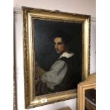 Twentieth century gilt framed oil - Portrait of a Gentleman in gilt frame.