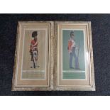 A pair of cream and gilt framed M Greensmith colour prints depicting a private of the 17th regiment