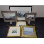Three gilt framed prints together with two framed Heaton Cooper prints, Macintosh style print,