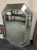 A hexagonal panel mirror