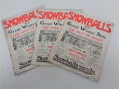 Seven 1914 Snow Balls winter sales catalogues