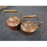 Two Victorian copper kettles