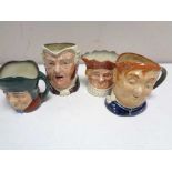 Four small Royal Doulton character jugs - Old King Cole,