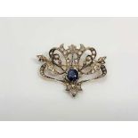 A fine late Victorian diamond and sapphire bar brooch, length 3.