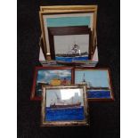 A box of eight framed pictures depicting boats - The Cliff Quay,