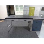 A mid century 'Norwood Steel Equipment' two drawer desk, width 122 cm,
