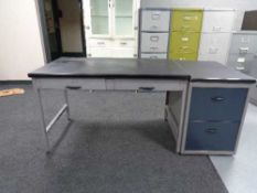 A mid century 'Norwood Steel Equipment' two drawer desk, width 122 cm,