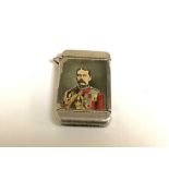 A silver plated vesta case of military interest