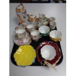 A tray of Japanese tea service, part Harlequin tea set,