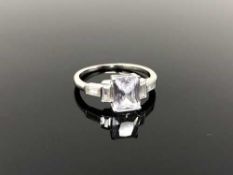 A Sterling silver Art Deco style square cut ring, size N.