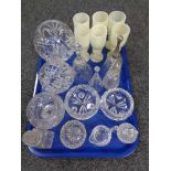 A tray of glass and set of six onyx goblets