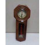 A mahogany cased eight day wall clock bearing Texaco Oil and Gas advertising