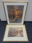 Two gilt framed twentieth century pastel drawings,