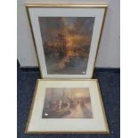 Two gilt framed twentieth century pastel drawings,