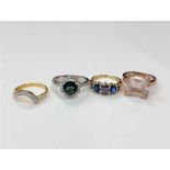 Four sterling silver dress rings (4)