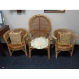 Five pieces of bamboo and wicker conservatory furniture