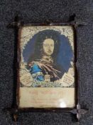 A framed colour print - King William III No Surrender in antique rustic frame