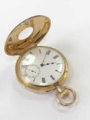 An 18ct gold half hunter minute repeating pocket watch CONDITION REPORT: 122.