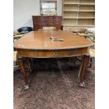 A Victorian mahogany wind out table with leaf and handle on claw & ball feet