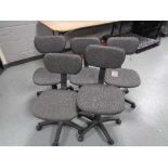 Five grey swivel typist chairs