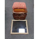 A counter topped display cabinet together with a footstool and magazine table fitted with five