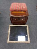 A counter topped display cabinet together with a footstool and magazine table fitted with five