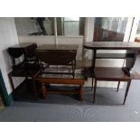 Five coffee tables and two tier trolley