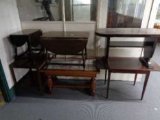 Five coffee tables and two tier trolley