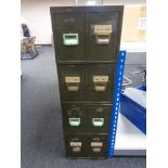 Four twentieth century green metal twin drawer index chests