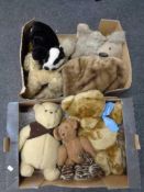 Two boxes of twentieth century vintage teddy bears,